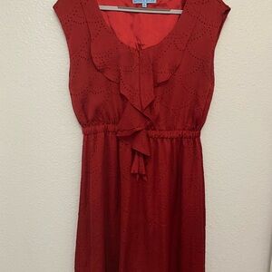 Antonio Melani Elegant Red Sleeveless Eyelet Dress